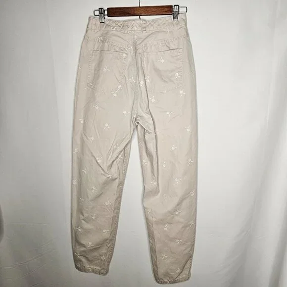 Talbots Ankle Pants Women's Size 10 Beige Tan Embroidered Flowers Cotton - Picture 3 of 11